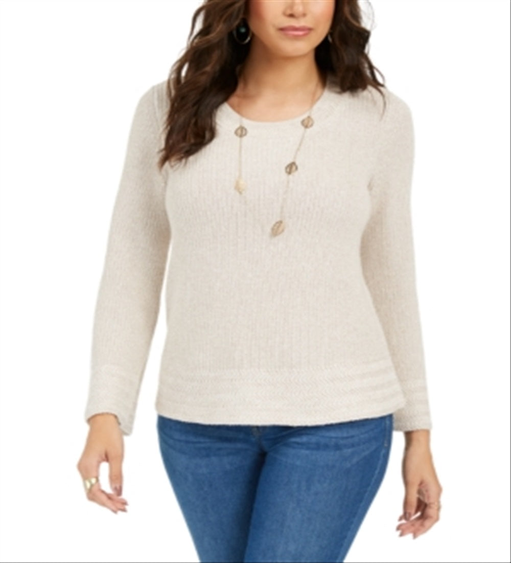 Suéter feminino estilo &amp; co com pontos mistos, marrom, tamanho pequeno médio