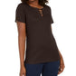 Karen Scott Top feminino com recorte triplo e argola marrom, tamanho grande