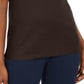 Karen Scott Top feminino com recorte triplo e argola marrom, tamanho grande