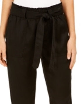 Calça utilitária com cinto e gravata feminina Style &amp; Co, preta, tamanho grande