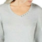 Karen Scott Blusa de algodão com decote em V feminina Gery tamanho X-S