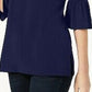 JM Collection Top Feminino com Mangas Babadas e Recorte Detalhado Azul Tamanho X-S