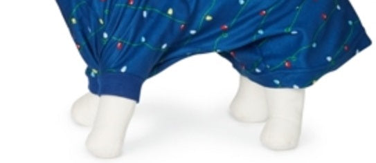 Pijama Família Combinando Pet Fleece Pijama de Férias Azul Tamanho Pequeno