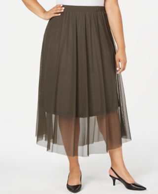 Saia midi Alfani Oasis Mesh Comfort Waist Feminina Verde Tamanho 0X