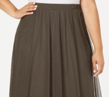 Saia midi Alfani Oasis Mesh Comfort Waist Feminina Verde Tamanho 0X