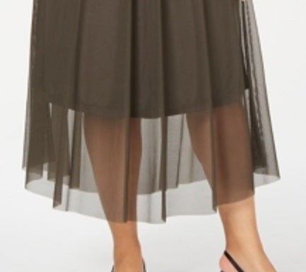 Saia midi Alfani Oasis Mesh Comfort Waist Feminina Verde Tamanho 0X
