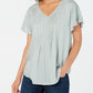 Blusa texturizada com mangas esvoaçantes Style &amp; Co feminina, verde, tamanho pequeno