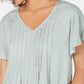 Blusa texturizada com mangas esvoaçantes Style &amp; Co feminina, verde, tamanho pequeno