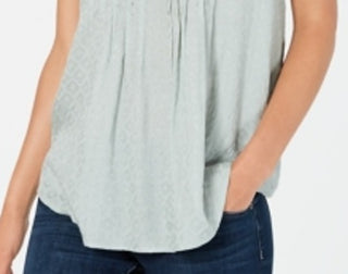 Blusa texturizada com mangas esvoaçantes Style &amp; Co feminina, verde, tamanho pequeno