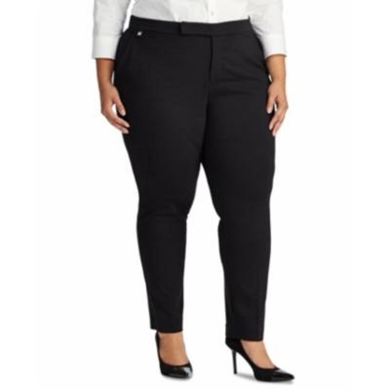 Calça skinny de malha ponte elástica feminina Ralph Lauren, polo, preta, tamanho 3X