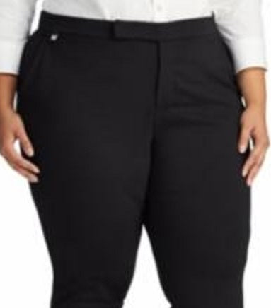 Calça skinny de malha ponte elástica feminina Ralph Lauren, polo, preta, tamanho 3X