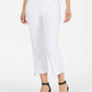 Calça feminina cropped com zíper e acabamento em zíper, tamanho pequeno, branca, P