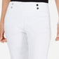 Calça feminina cropped com zíper e acabamento em zíper, tamanho pequeno, branca, P