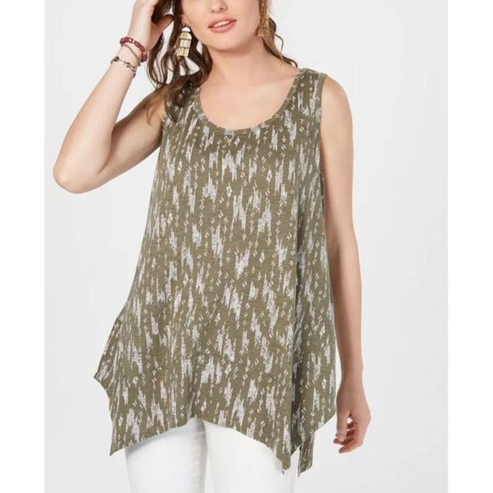 Regata feminina estampada estilo &amp; co verde tamanho pequeno médio