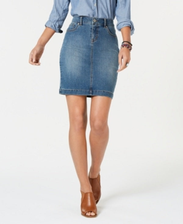 Saia jeans feminina Style &amp; Co azul tamanho 12 pequena