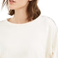 Camiseta feminina Bar III de manga comprida com gola redonda e estampa de joias, branca, tamanho XX-S