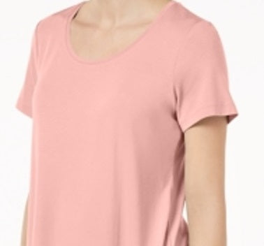 Top feminino com decote redondo e manga curta JM Collection, laranja, tamanho grande