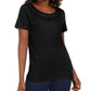 Camiseta feminina Karen Scott com acabamento em crochê e algodão, preta, tamanho X-S