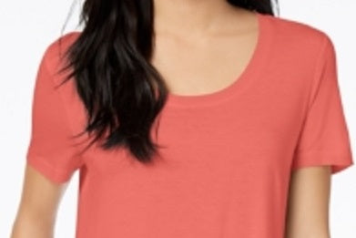 Camiseta feminina de manga curta e gola redonda Maison Jules, laranja, tamanho grande