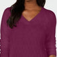 Karen Scott Suéter Feminino Basket Stitch Roxo Tamanho P