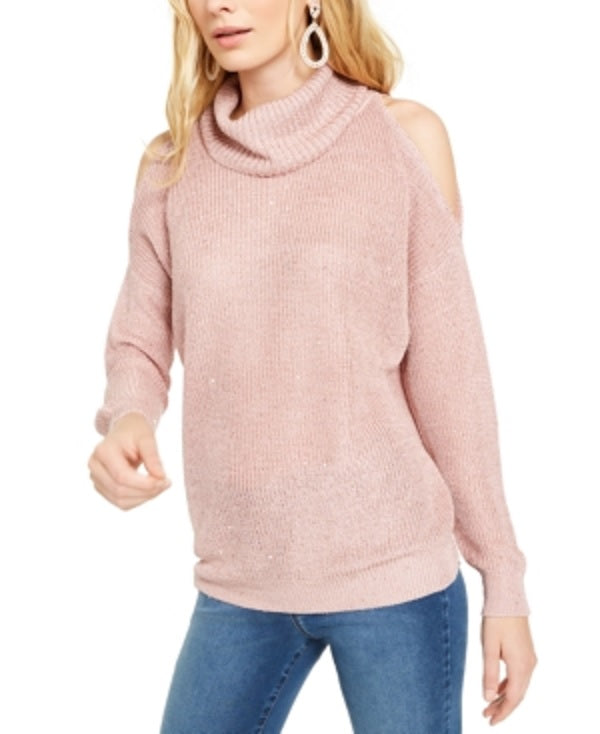 Suéter feminino de gola alta com recorte de lantejoulas Ethereal DC da INC International Concepts, rosa, tamanho XX-grande