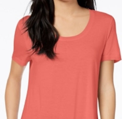 Camiseta feminina Maison Jules com decote redondo, laranja, tamanho extragrande