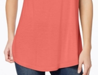 Camiseta feminina Maison Jules com decote redondo, laranja, tamanho extragrande