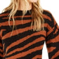 Suéter feminino Bar III com estampa de zebra e manga volumosa, laranja e gengibre, tamanho extrapequeno