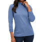Karen Scott Blusa de gola alta feminina de algodão, azul, tamanho XX-G