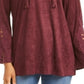 Blusa de camurça sintética com cadarço estilo &amp; co feminina, vinho, tamanho pequeno