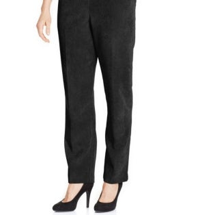 Calça feminina clássica de veludo cotelê Alfred Dunner, preta, tamanho 12-P