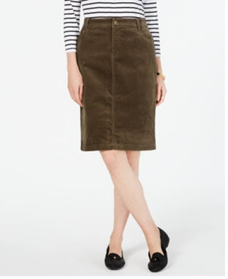 Saia de veludo cotelê com controle de barriga Charter Club feminina, verde, tamanho 6