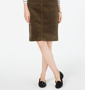 Saia de veludo cotelê com controle de barriga Charter Club feminina, verde, tamanho 6