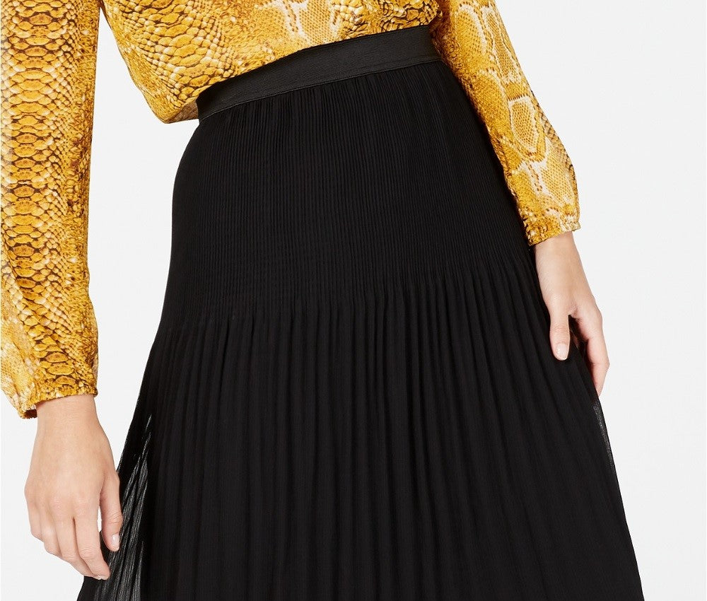 INC International Concepts Saia plissada feminina preta tamanho pequeno XL