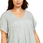 Blusa texturizada feminina estilo &amp; co, manga curta, verde, tamanho PP