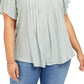 Blusa texturizada feminina estilo &amp; co, manga curta, verde, tamanho PP