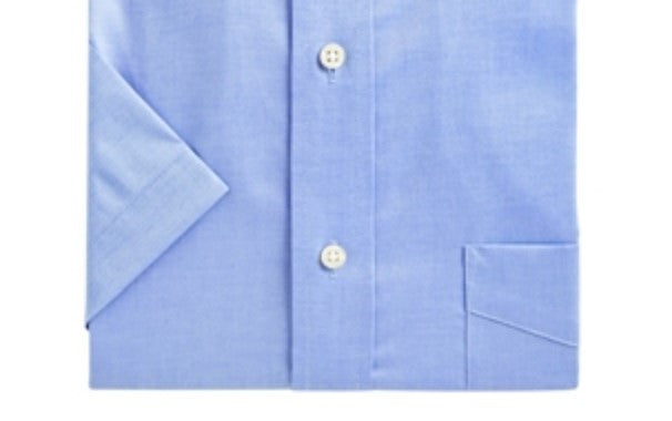 Camisa social masculina Club Room Pin Point resistente a rugas, azul, tamanho 14,5