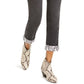 Calça jeans feminina estilo boyfriend com punho de cobra da INC International Concepts, preta, tamanho 14