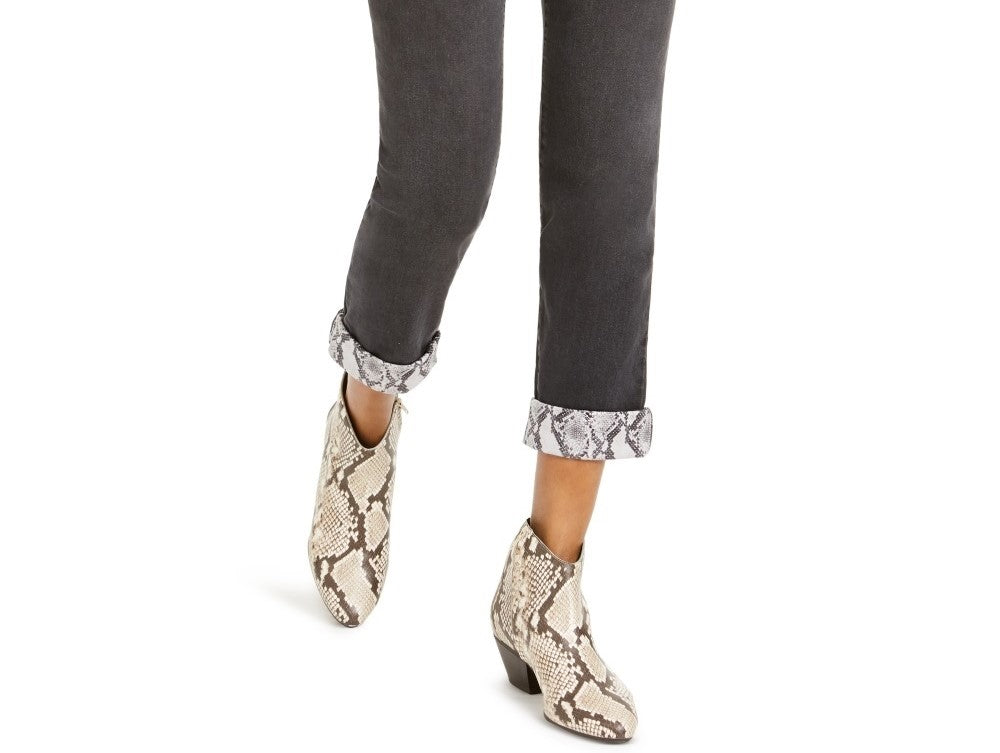 Calça jeans feminina estilo boyfriend com punho de cobra da INC International Concepts, preta, tamanho 14