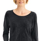 JM Collection Top Feminino com Manga Dolman e Rebites, Preto, Tamanho X-S