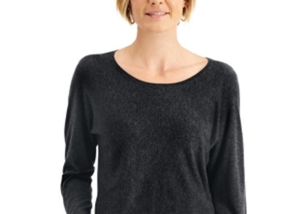 JM Collection Top Feminino com Manga Dolman e Rebites, Preto, Tamanho X-S