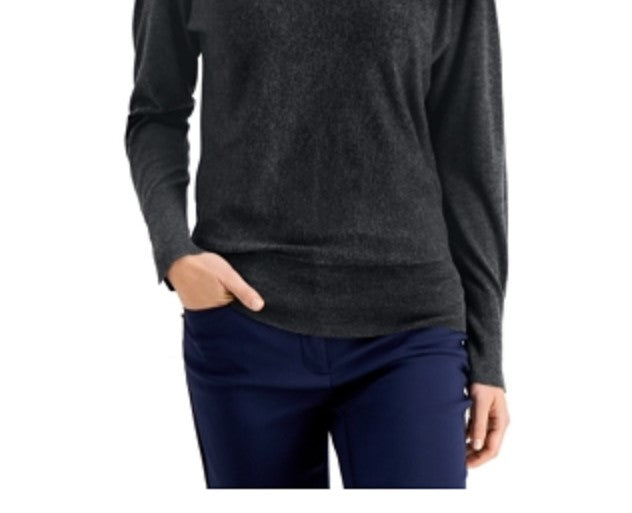 JM Collection Top Feminino com Manga Dolman e Rebites, Preto, Tamanho X-S