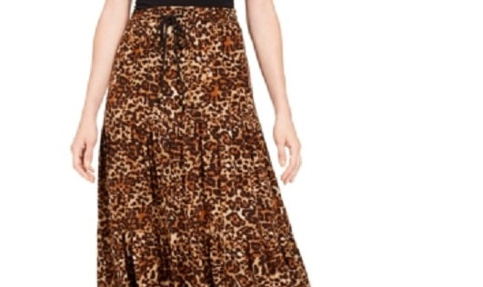 Saia midi feminina com estampa de chita Style &amp; Co, marrom, tamanho pequeno, extragrande