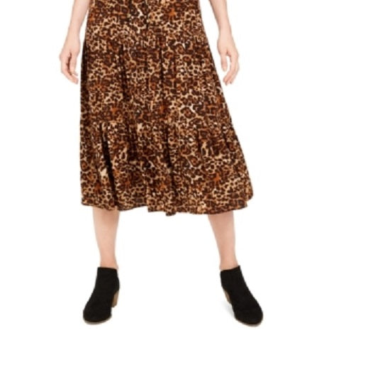 Saia midi feminina com estampa de chita Style &amp; Co, marrom, tamanho pequeno, extragrande