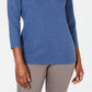 Blusa feminina Karen Scott de algodão bordado com camadas, azul, tamanho pequeno M