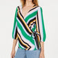 Blusa feminina listrada Bar III, verde, tamanho X-S