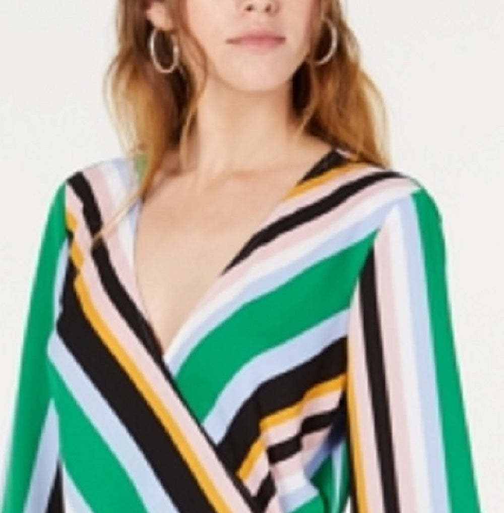 Blusa feminina listrada Bar III, verde, tamanho X-S