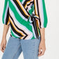 Blusa feminina listrada Bar III, verde, tamanho X-S