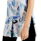 Blusa feminina Alfani com botões e estampa de malha, azul, tamanho pequeno GG