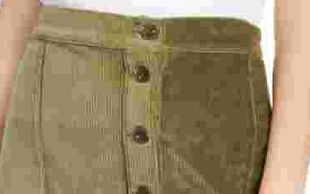 Minissaia feminina de veludo cotelê com botões frontais Rewash, verde, tamanho médio